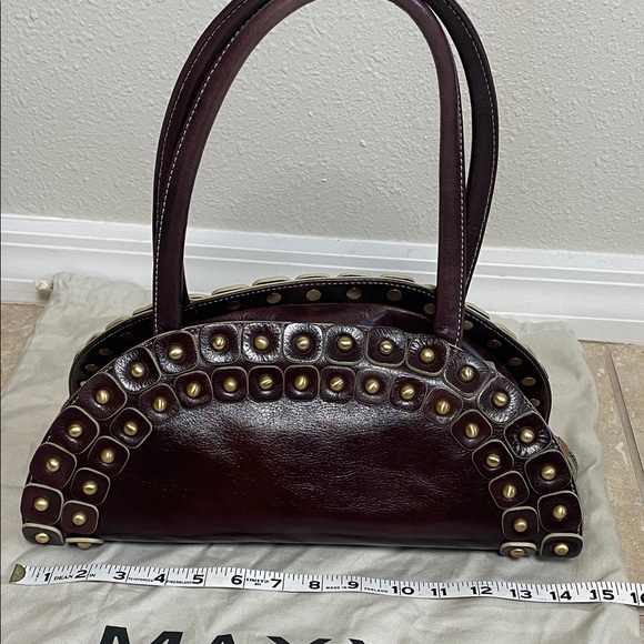 Maxx New York Dark Brown brass Studded Shoulder Bag - Picture 9 of 17
